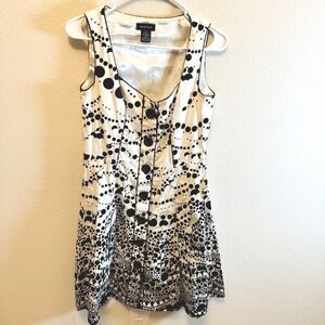 Spense Women's Button Front Dress Sleeveless Black White Polka Dot Size 4‎